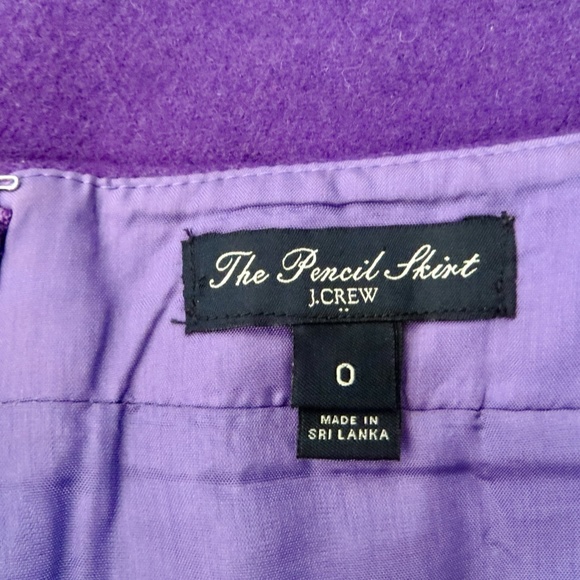 J. Crew Pencil Skirt Wool Blend Purple Size 0 - Picture 7 of 9